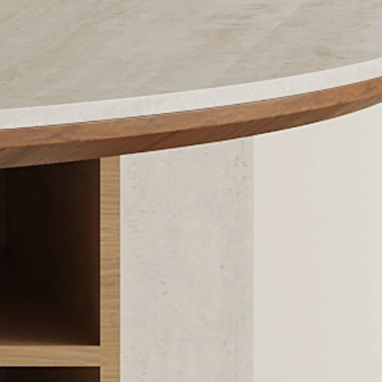 Contemporary Lazy Susan Rotating Round Dining Table — White/Brown / Table Only