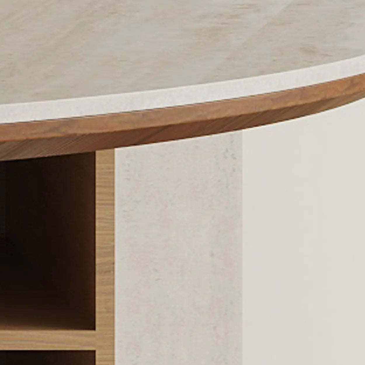 Contemporary Lazy Susan Rotating Round Dining Table — White/Brown / Table Only