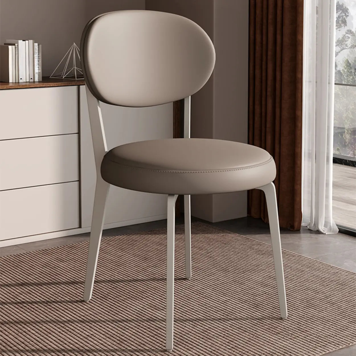 Contemporary Leather Curved Back Dining Chair