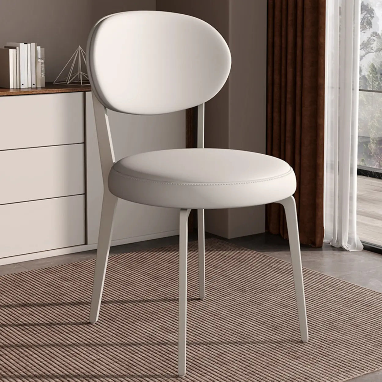 Contemporary Leather Curved Back Dining Chair
