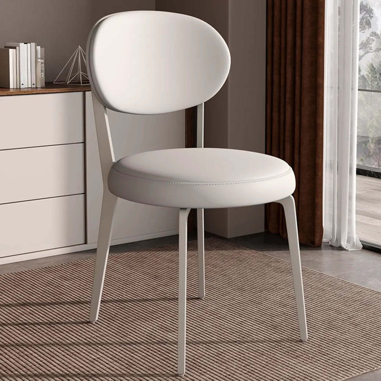 Contemporary Leather Curved Back Dining Chair