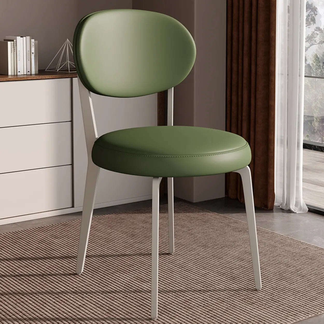 Contemporary Leather Curved Back Dining Chair