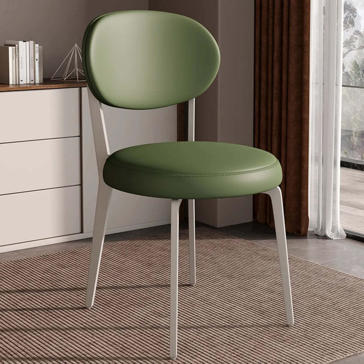 Contemporary Leather Curved Back Dining Chair