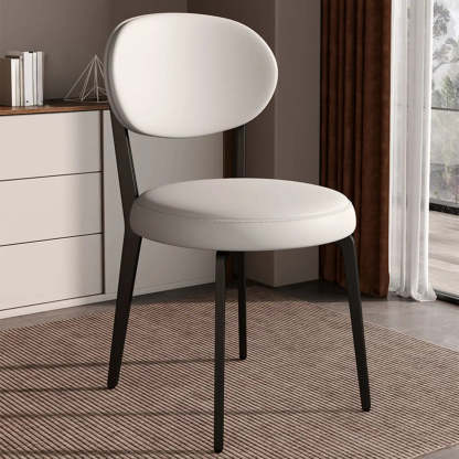 Contemporary Leather Curved Back Dining Chair — Green / Black