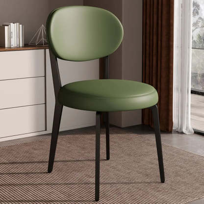 Contemporary Leather Curved Back Dining Chair — Orange / Black