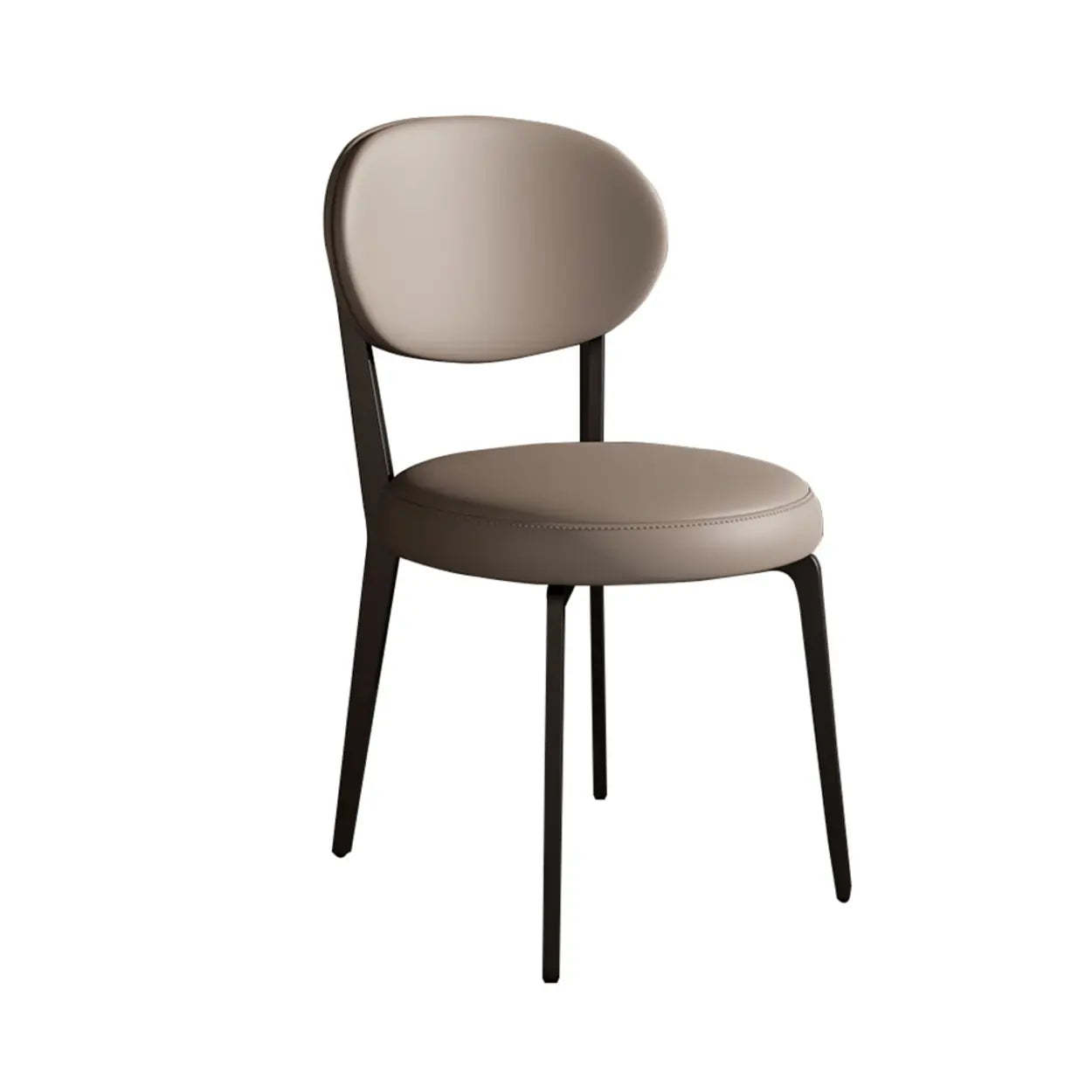 Contemporary Leather Curved Back Dining Chair — Orange / White