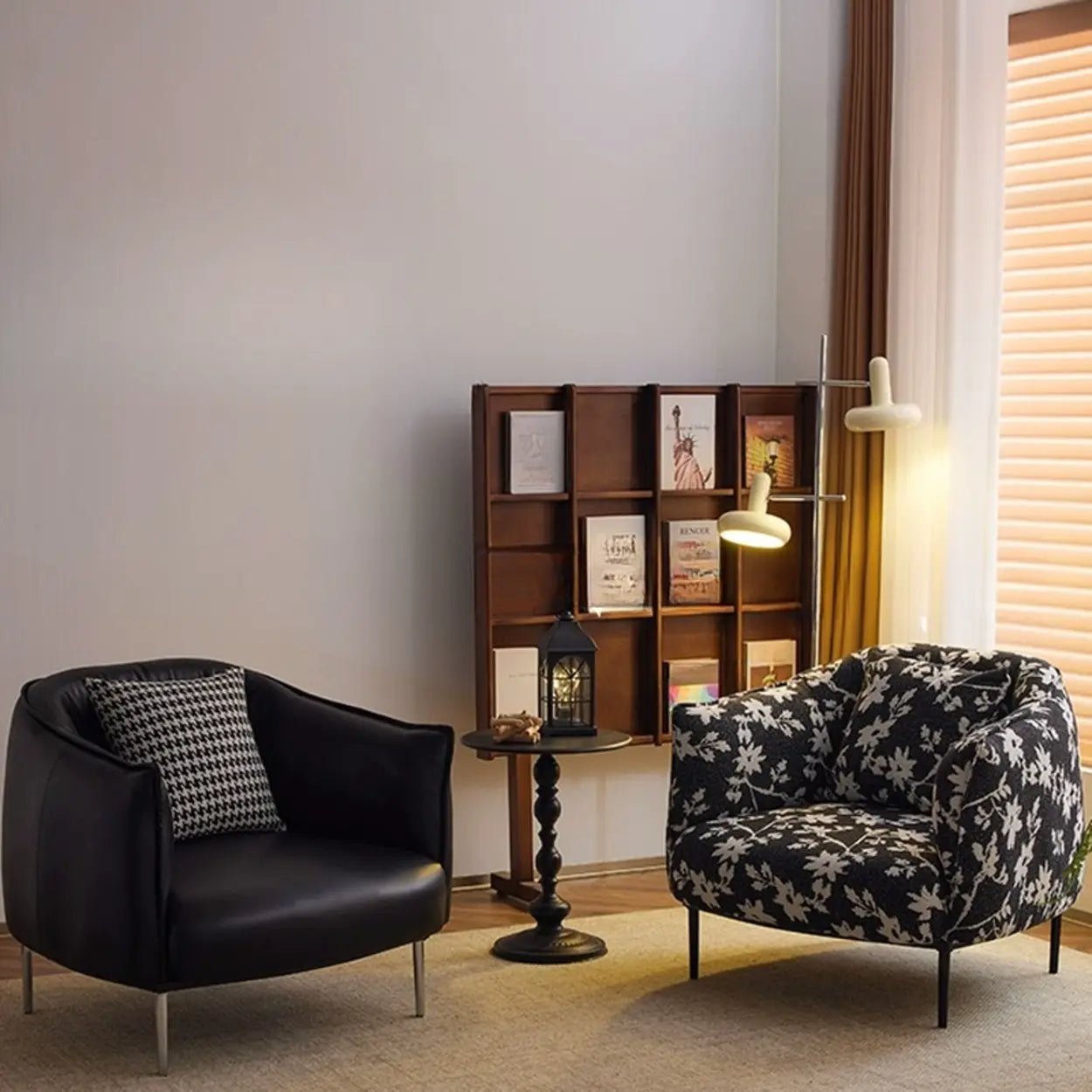 Contemporary Black Leather Lounge Accent Chair