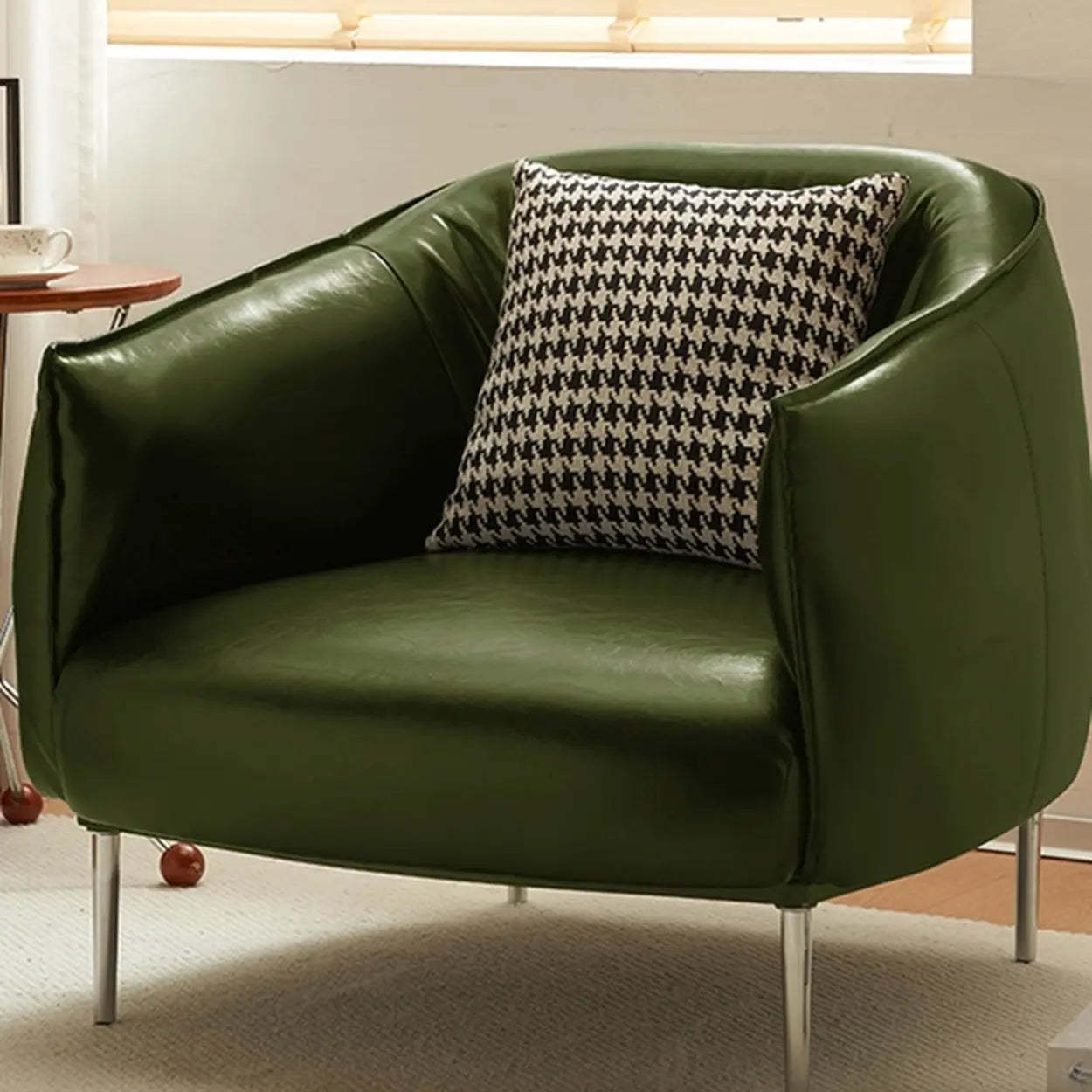 Contemporary Black Leather Lounge Accent Chair