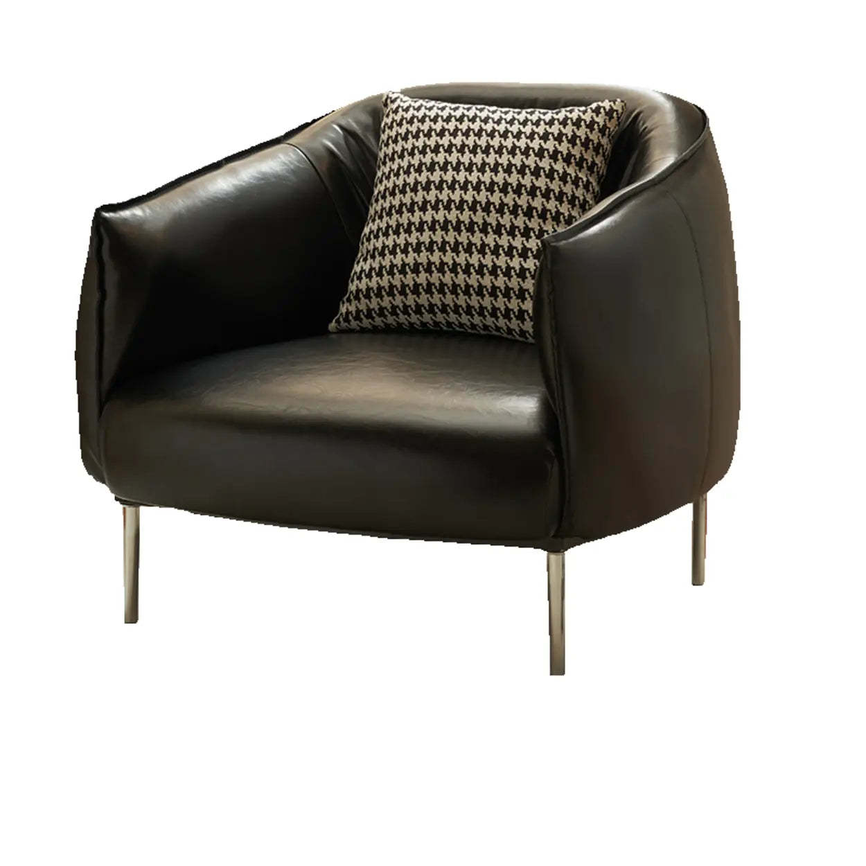 Contemporary Black Leather Lounge Accent Chair
