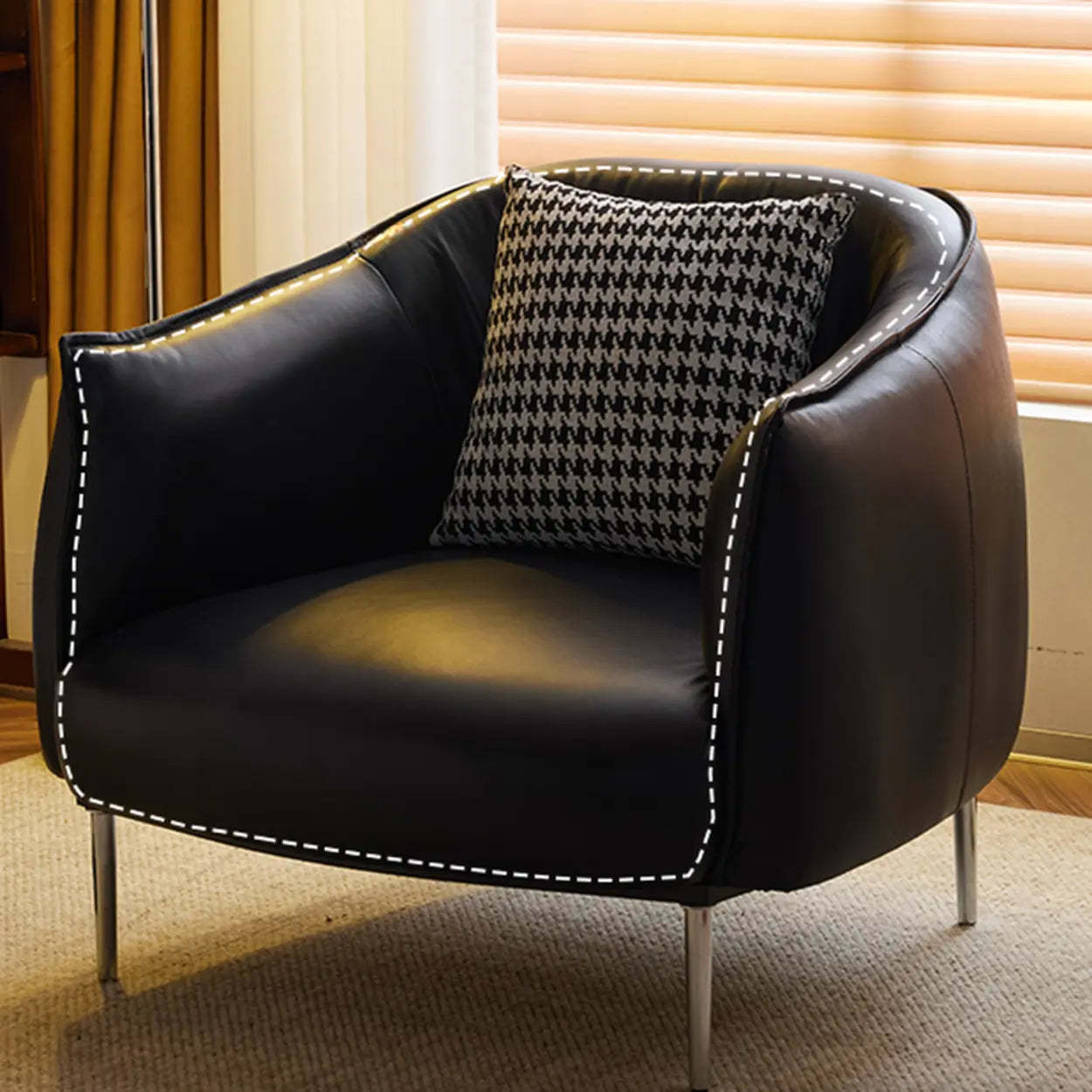 Lighom lounge leather linen wood accent chairs for living room