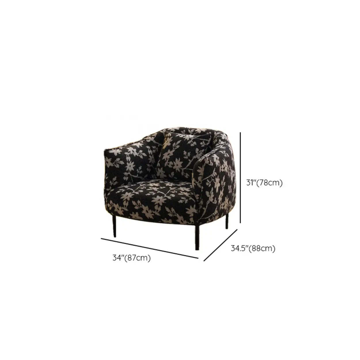 Contemporary Black Leather Lounge Accent Chair