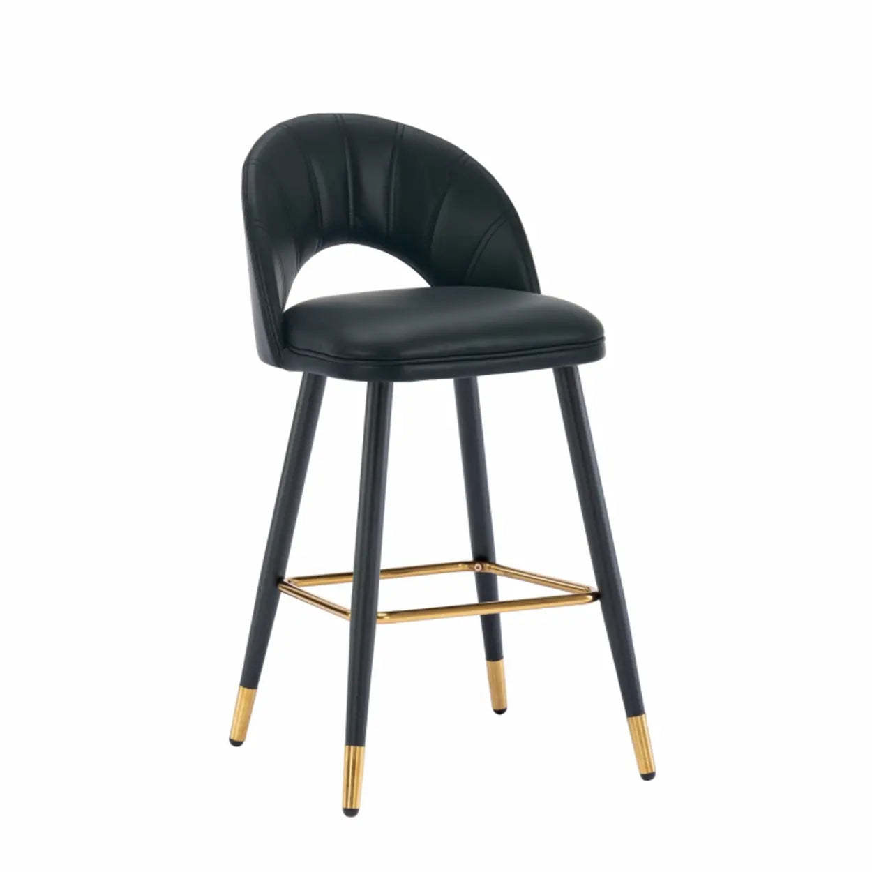 Lighom modern back curved leather bar & counter stools — 18.5" L x 19" W x 36" H / Black