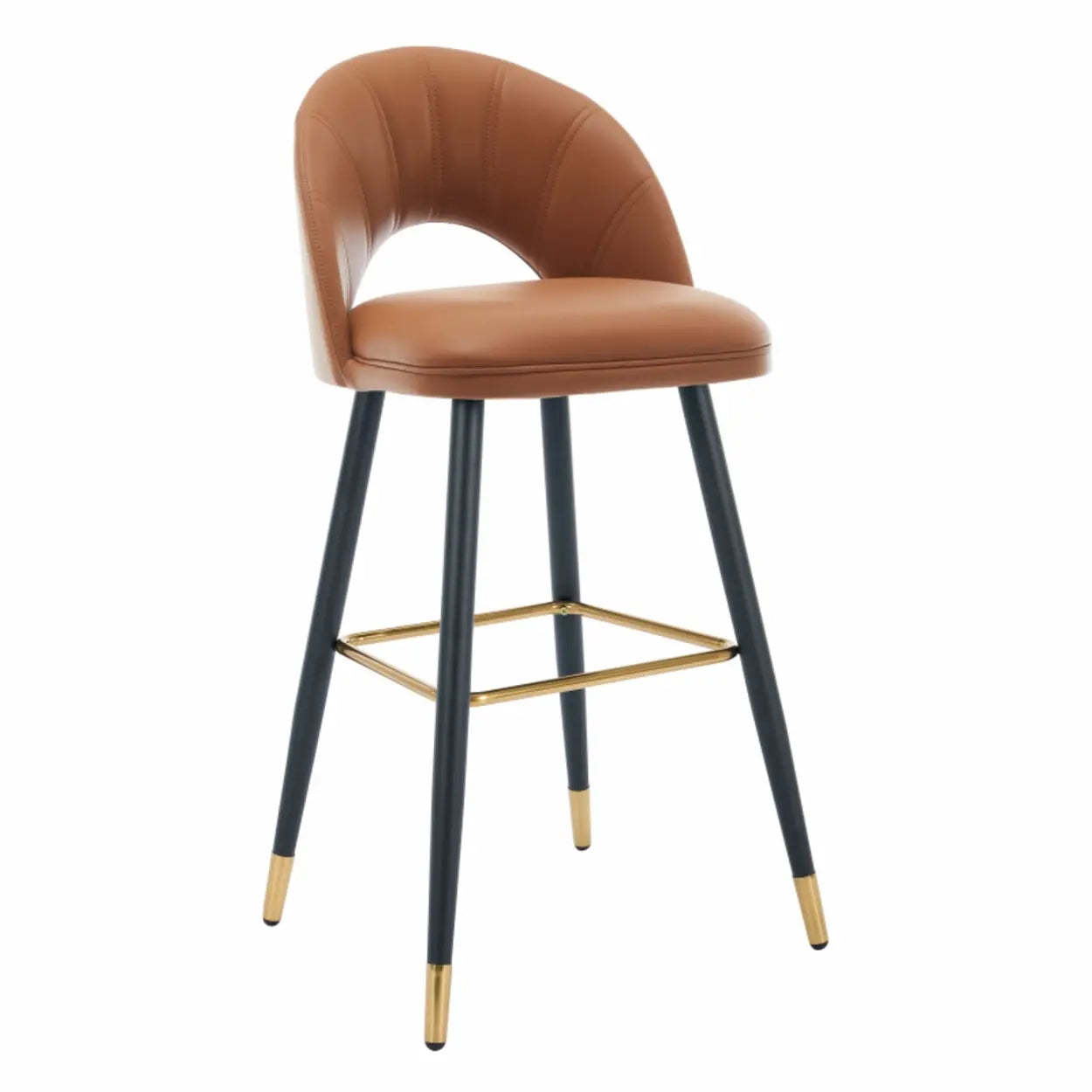 Contemporary Leather Curved Back Bar Stool — Black