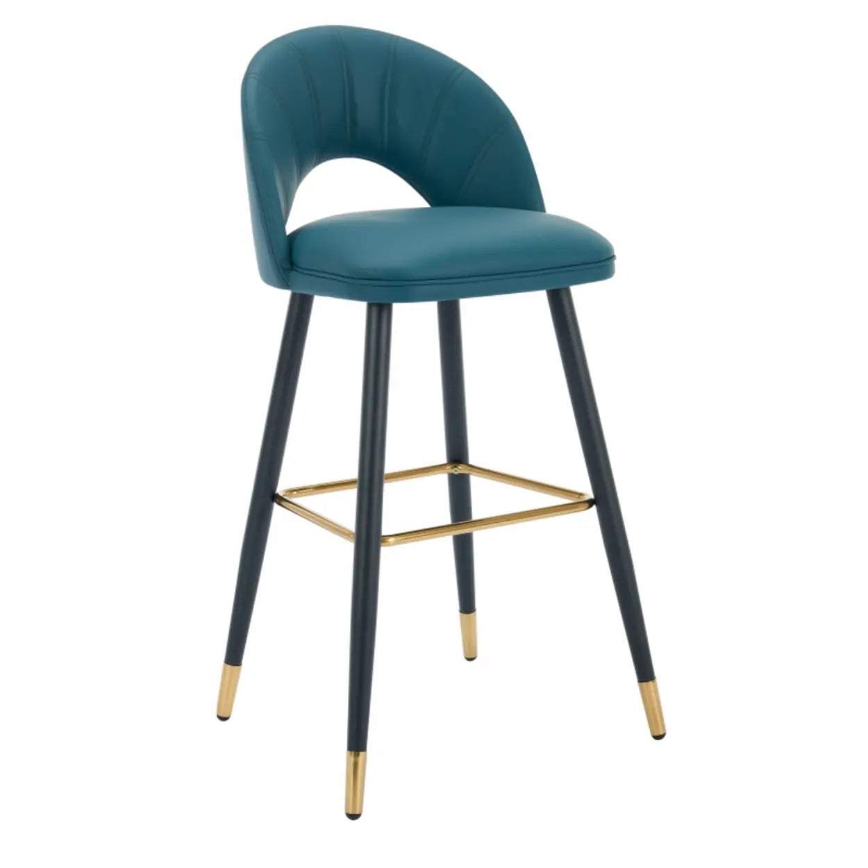 Contemporary Leather Curved Back Bar Stool — Beige