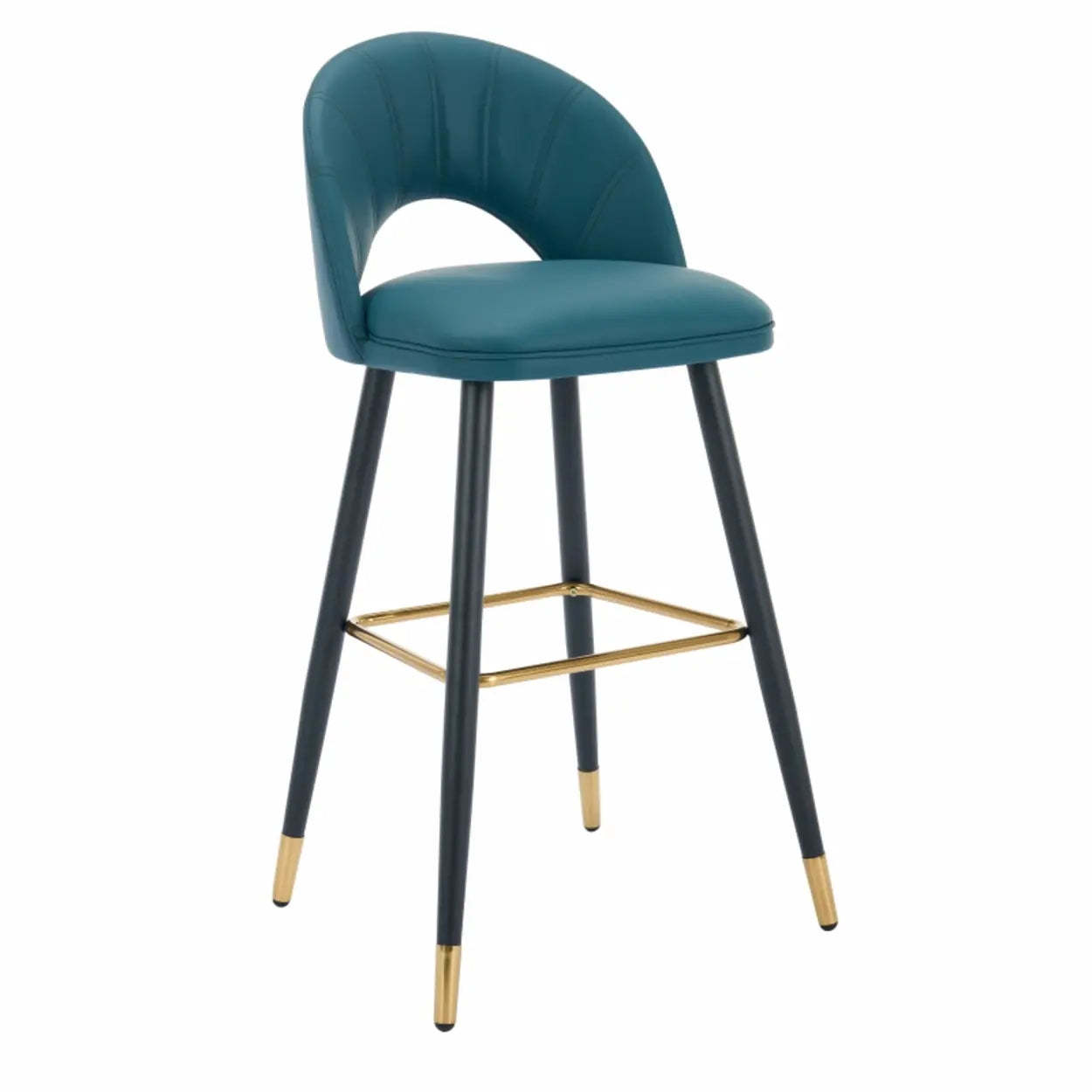 Contemporary Leather Curved Back Bar Stool — Beige