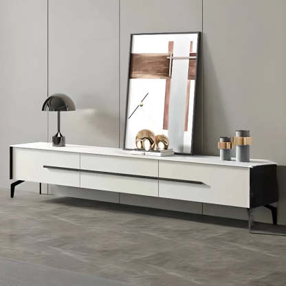 Contemporary Stone Rectangular TV Stand — Stone