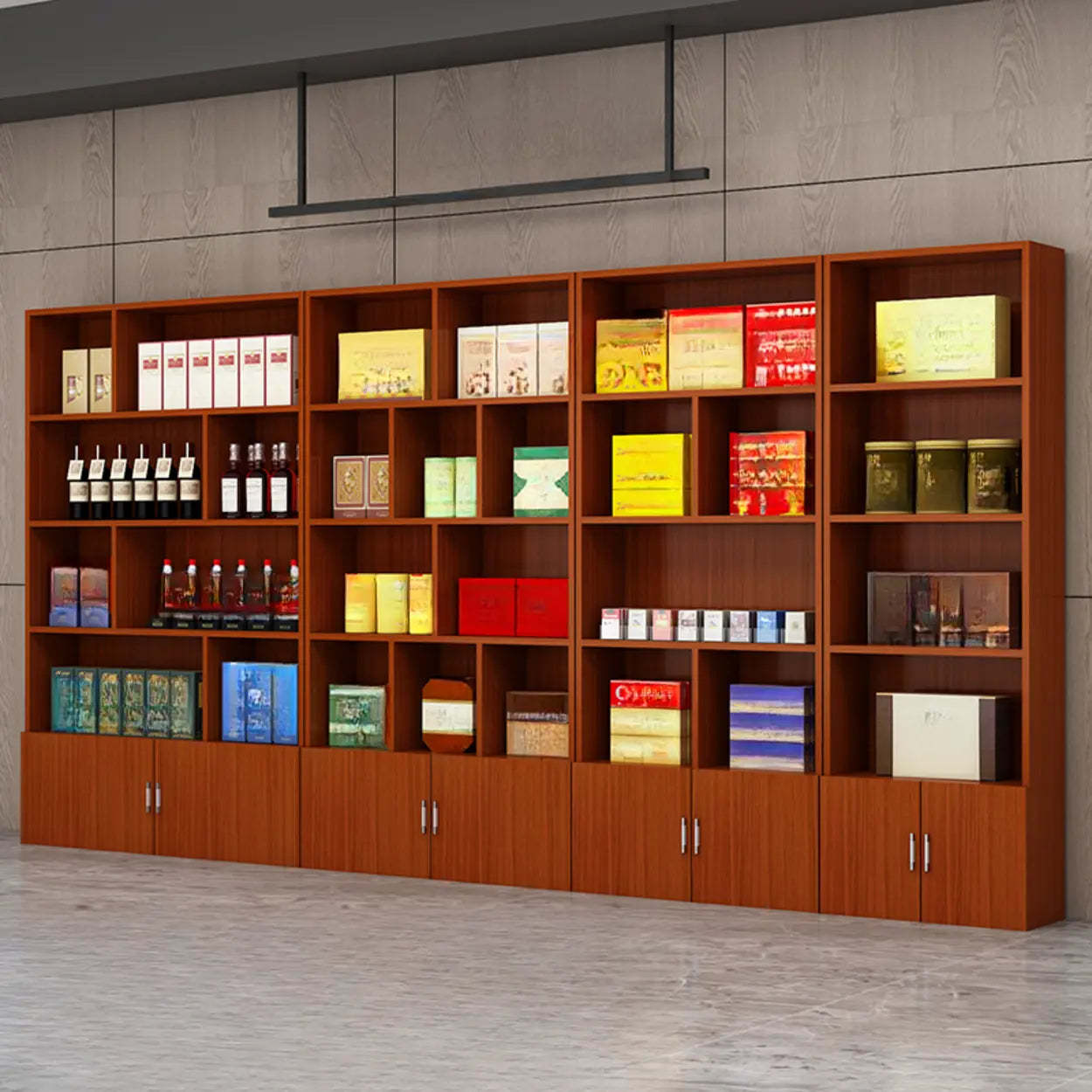 Contemporary Open Walnut Wine Cabinet — White