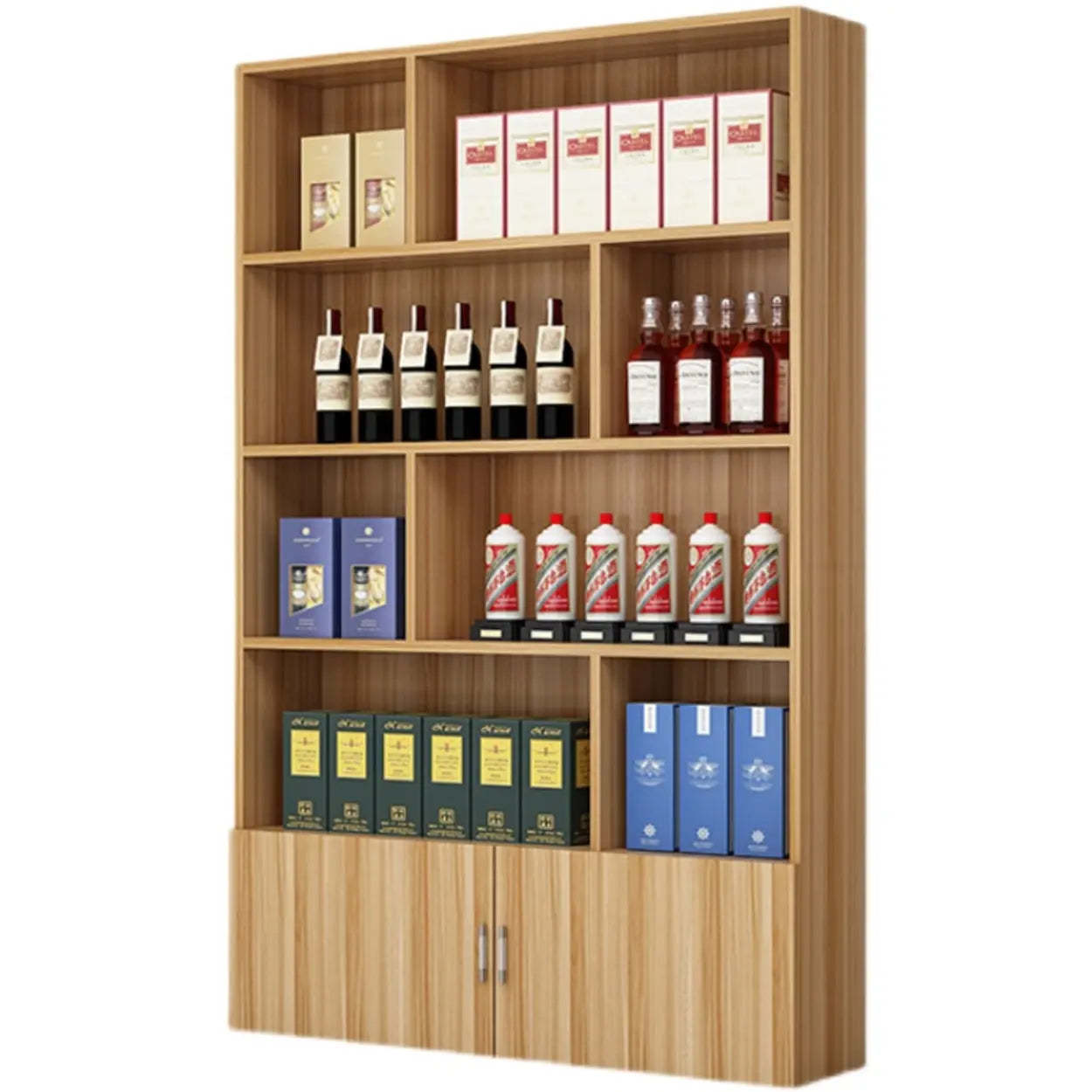 Contemporary Open Walnut Wine Cabinet — White