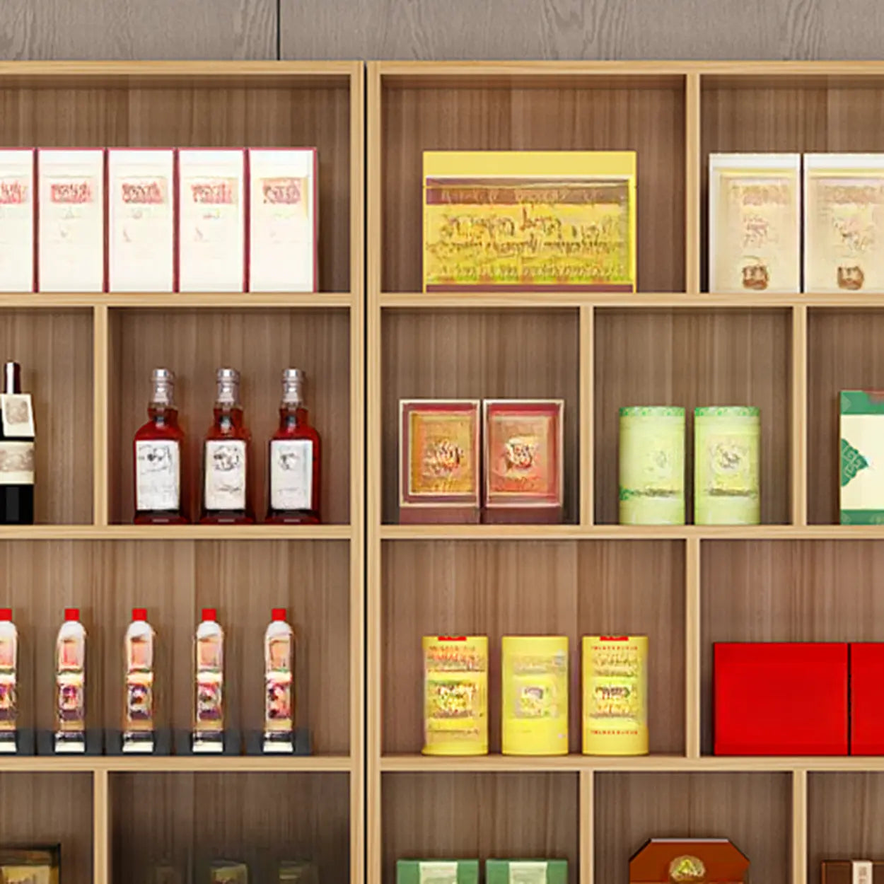 Contemporary Open Walnut Wine Cabinet — Teak