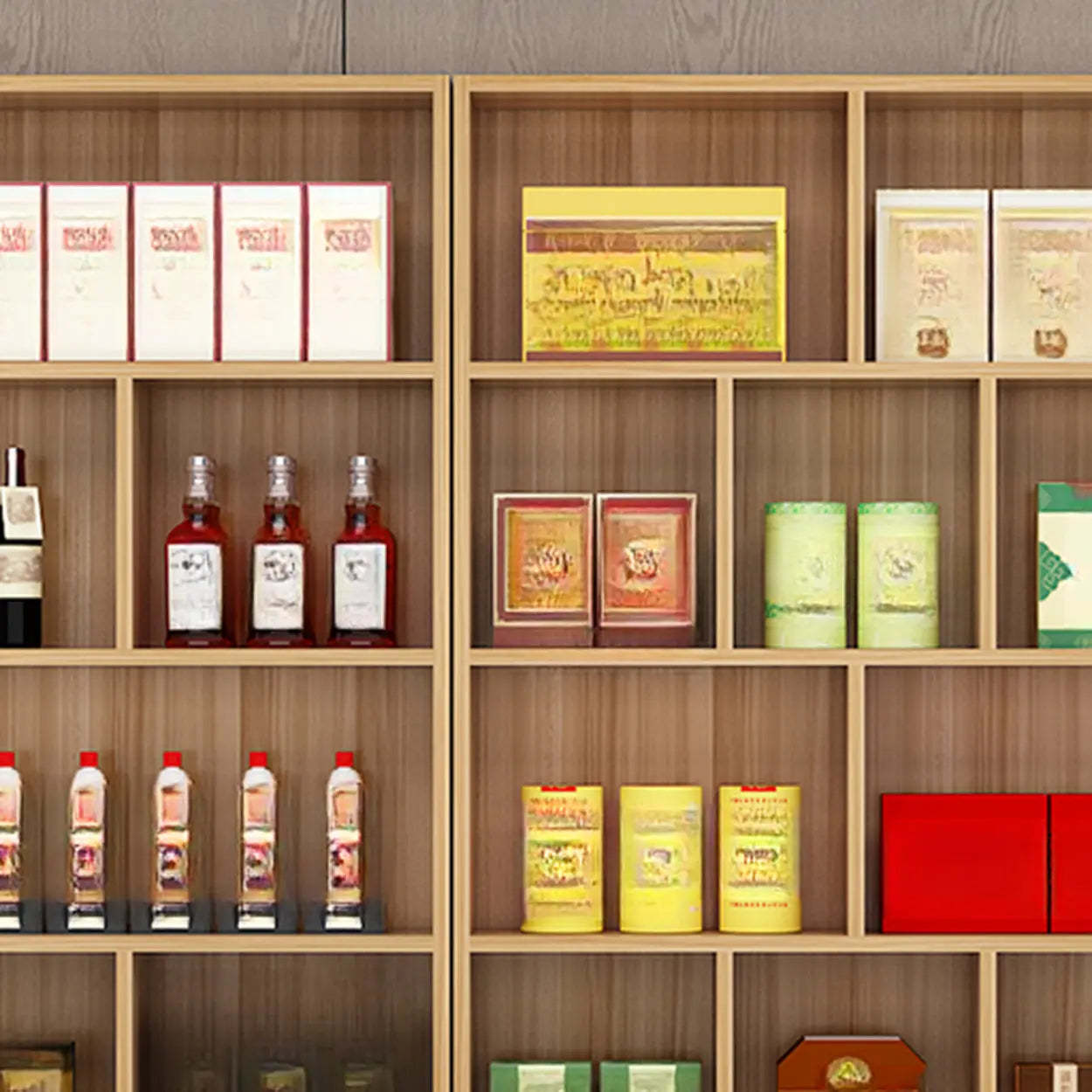Contemporary Open Walnut Wine Cabinet — Teak