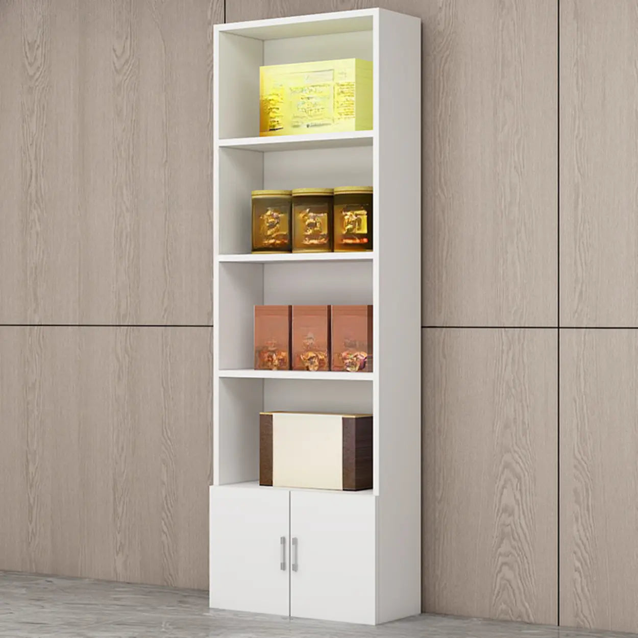 Contemporary Open Walnut Wine Cabinet — Teak