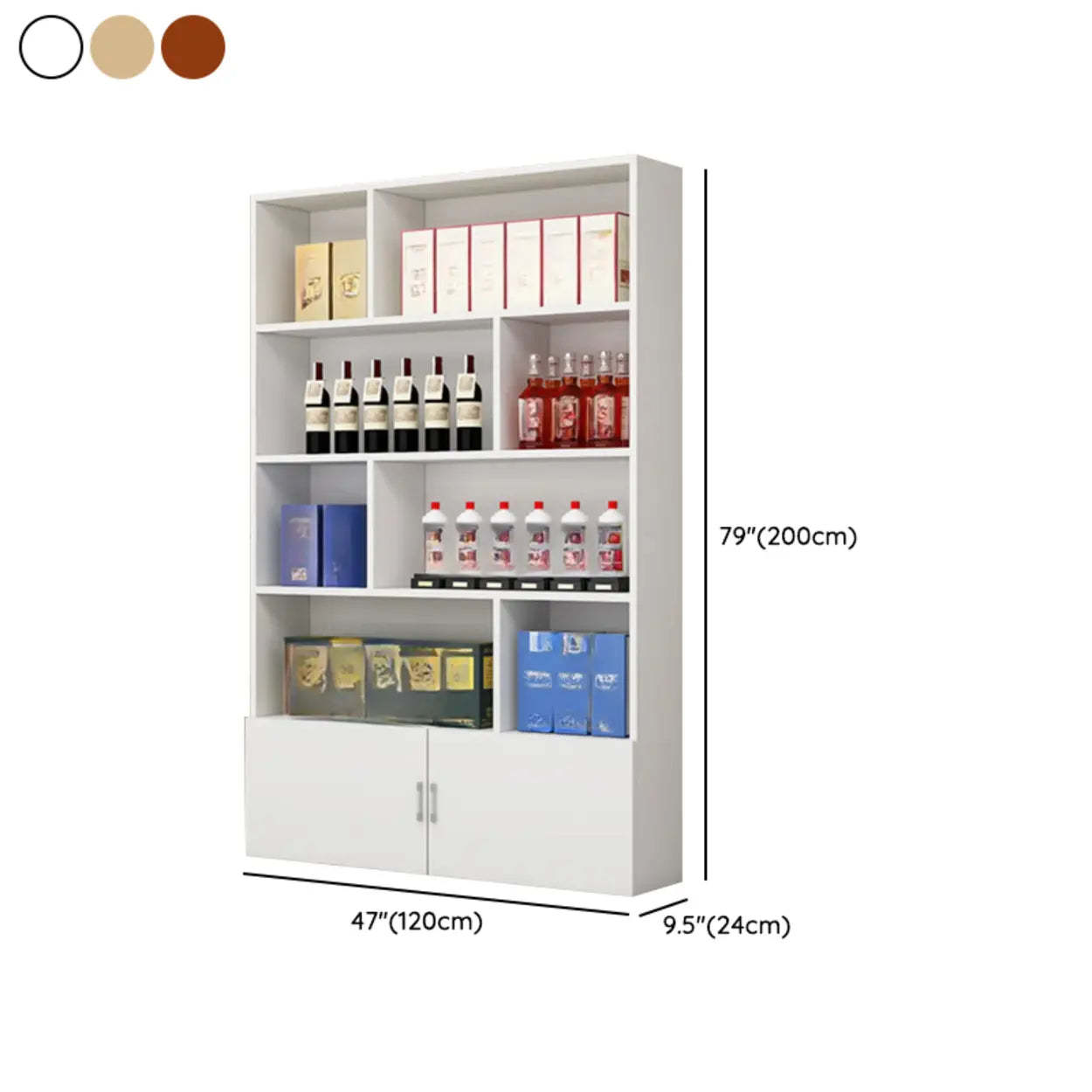 Contemporary Open Walnut Wine Cabinet