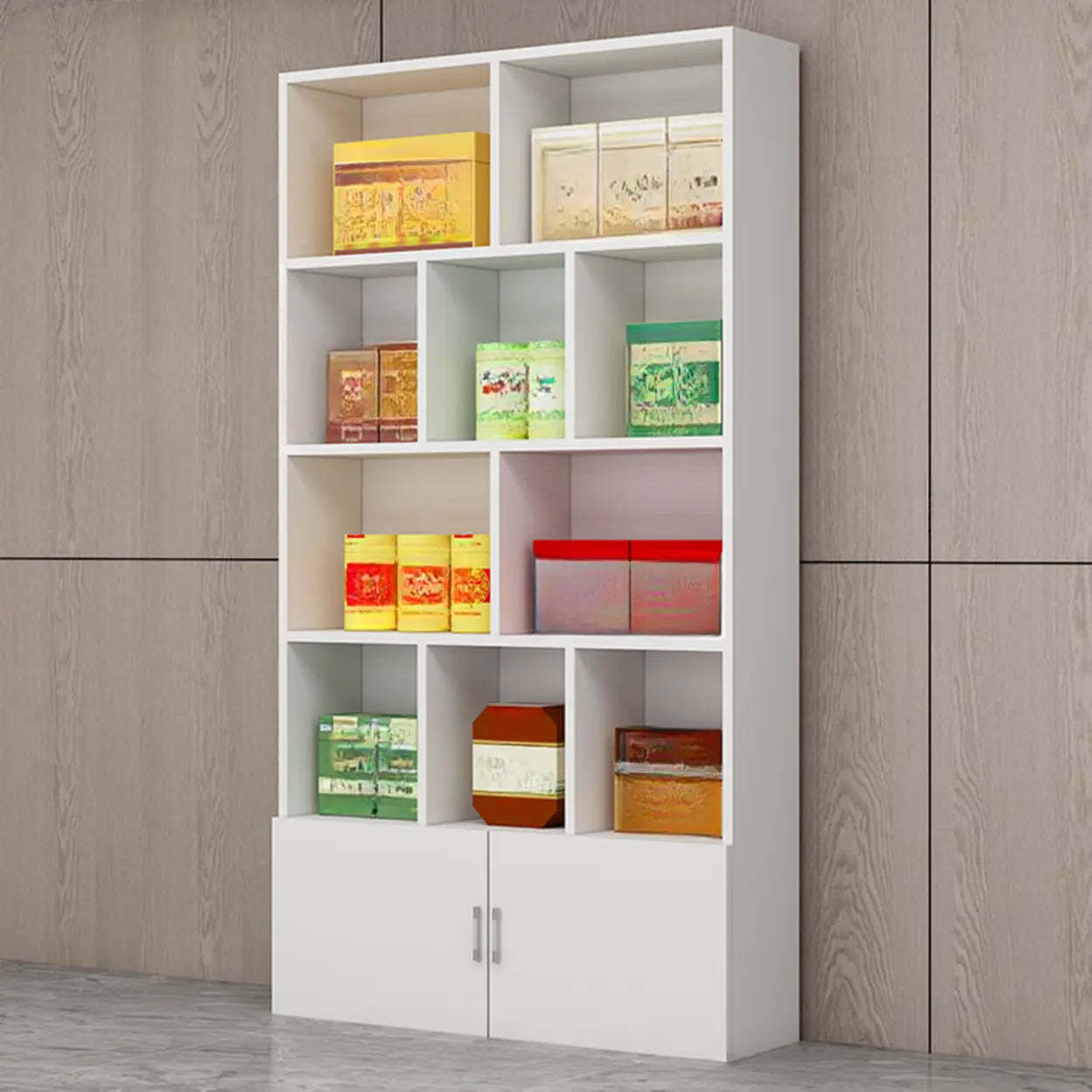 Contemporary Open Walnut Wine Cabinet — Light Walnut