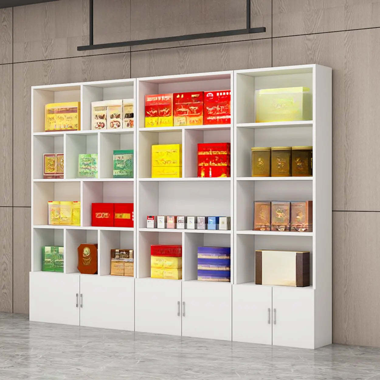 Contemporary Open Walnut Wine Cabinet — Teak