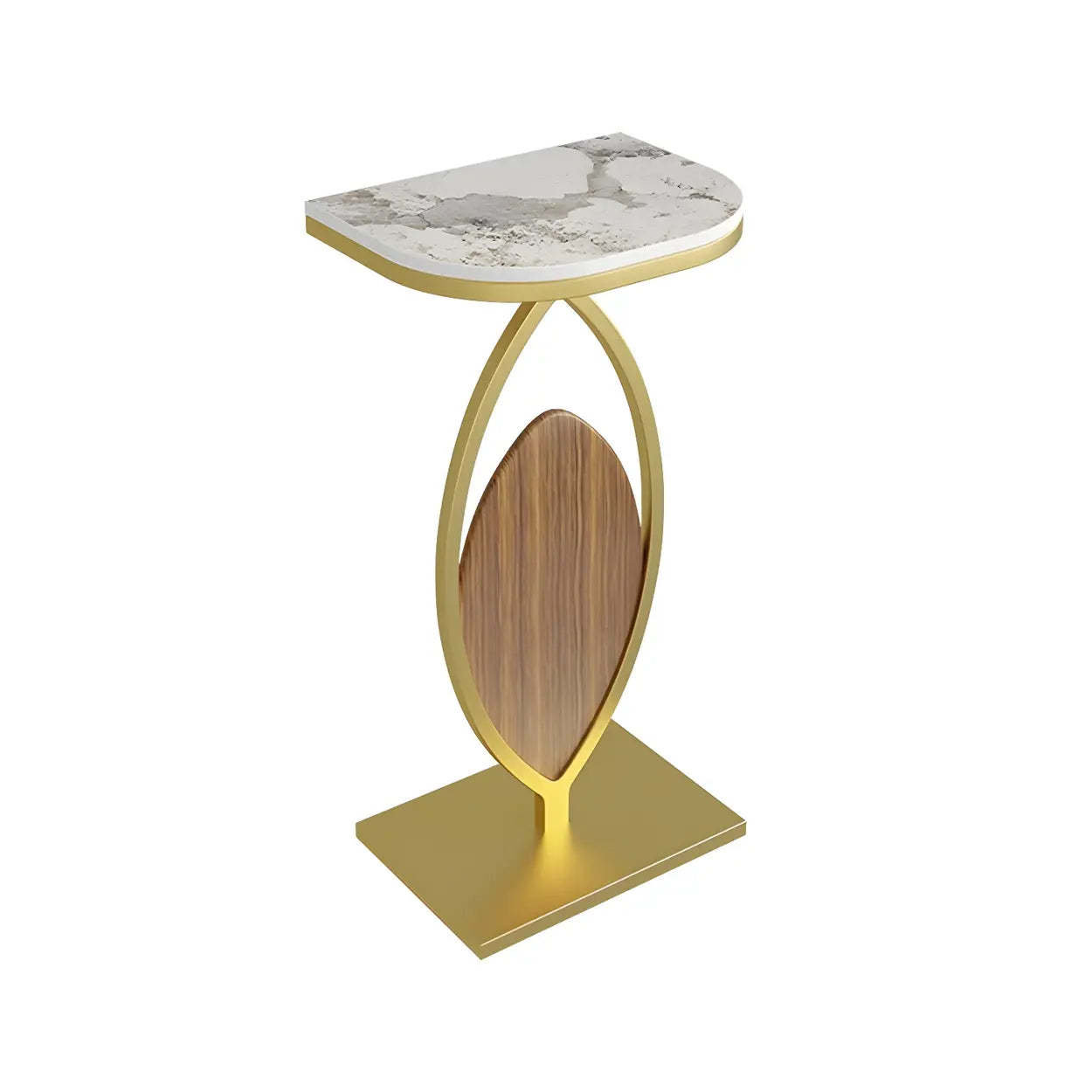 Contemporary stand oval metal stone end & side tables
