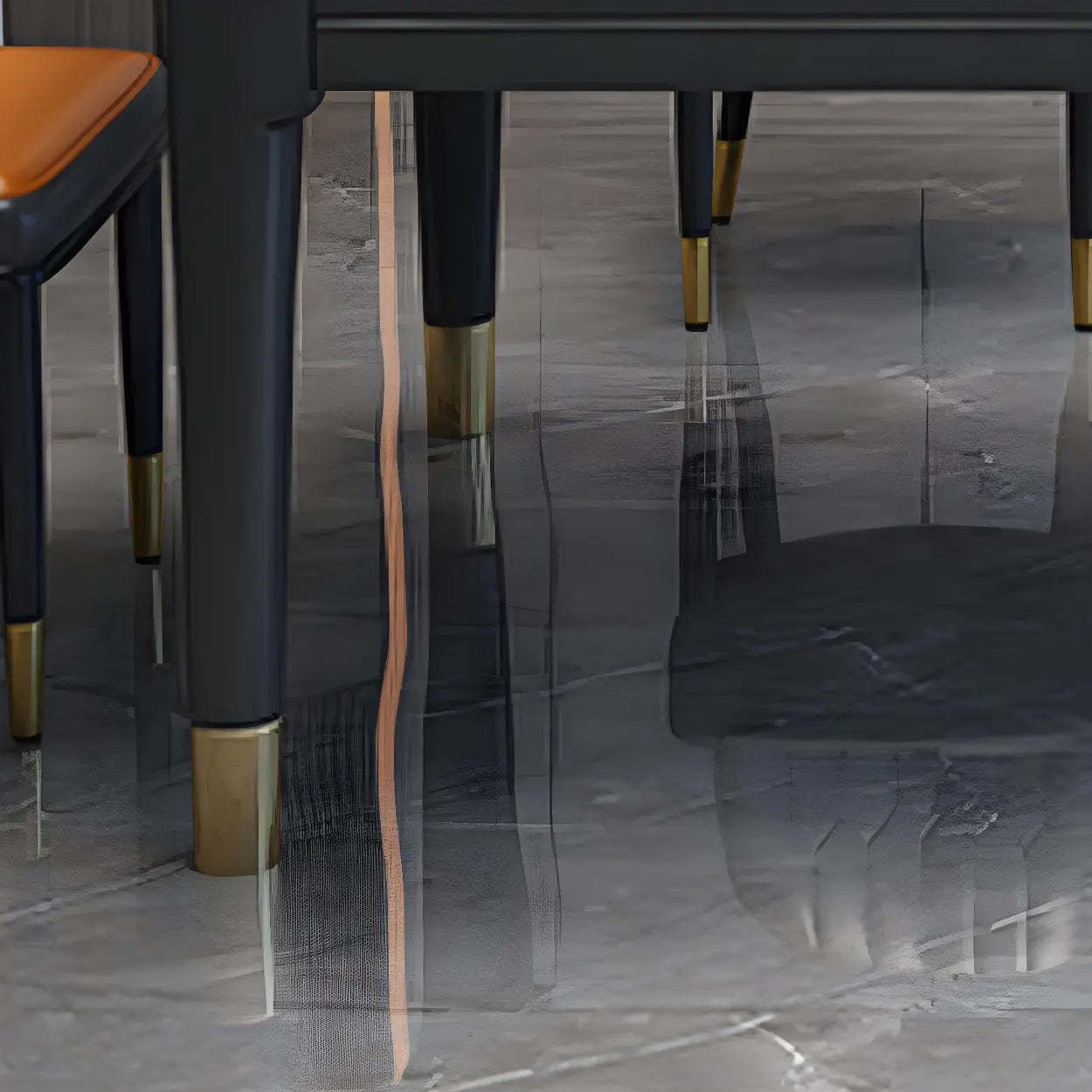 Contemporary Oval Gray Marble Extendable Dining Table