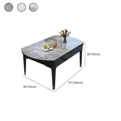 Contemporary Oval Gray Marble Extendable Dining Table