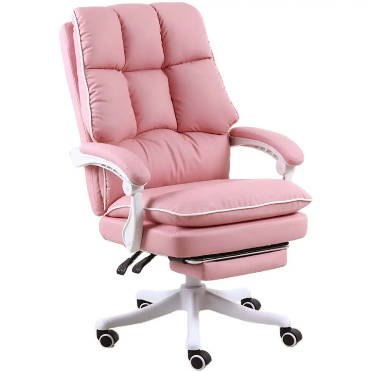 Contemporary Pink Leather Reclining Adjustable Office Chair