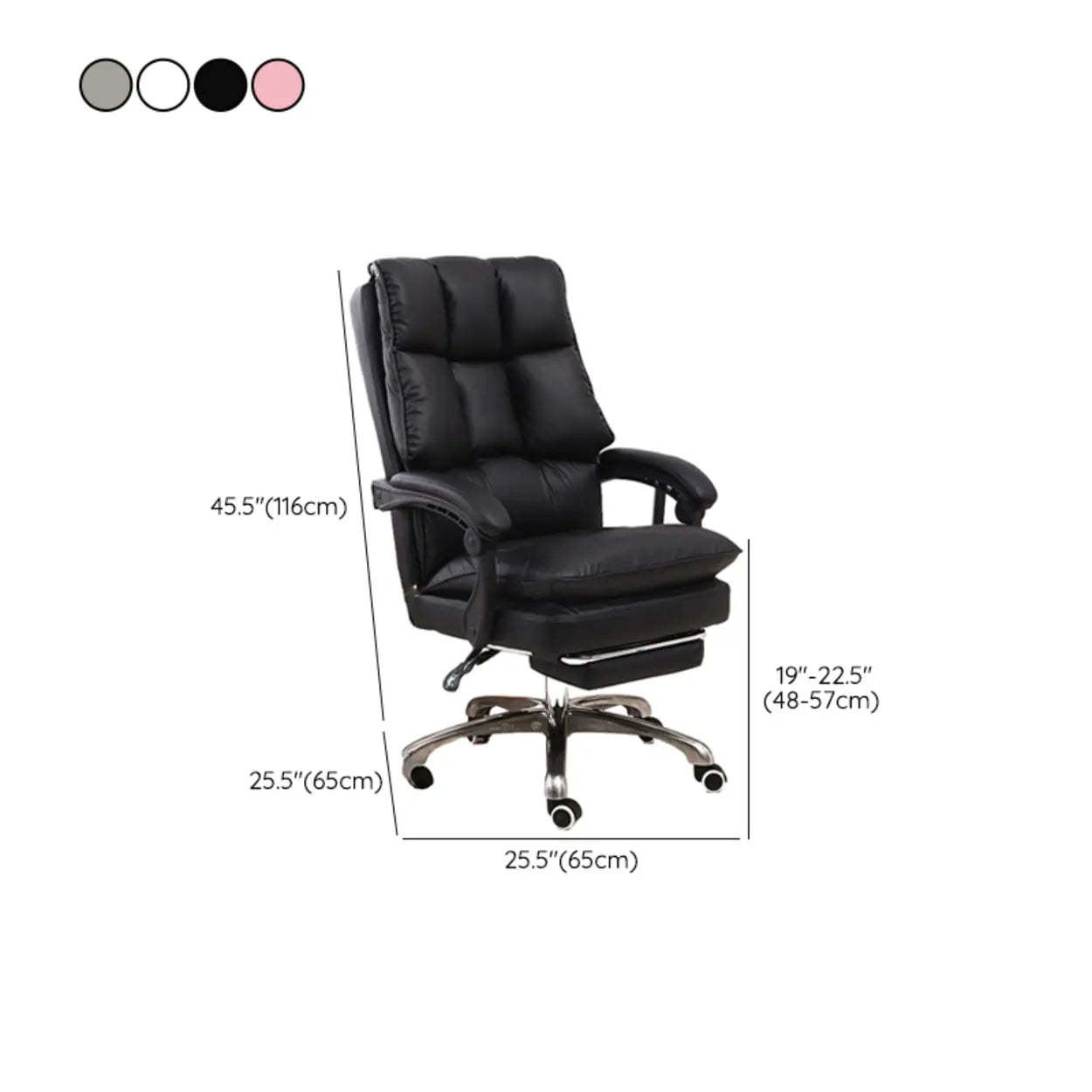 Contemporary Pink Leather Reclining Adjustable Office Chair