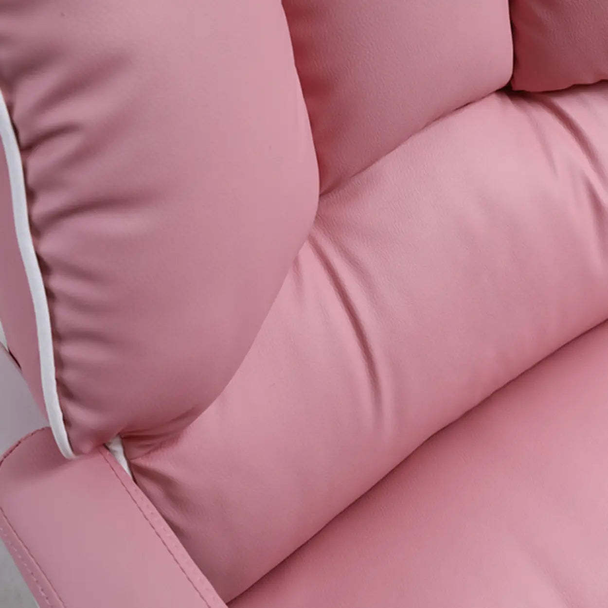 Contemporary Pink Leather Reclining Adjustable Office Chair — White / Without Footrest