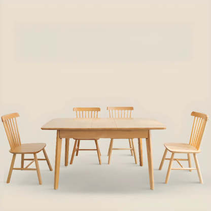 Contemporary Natural Wood Extendable Dining Table