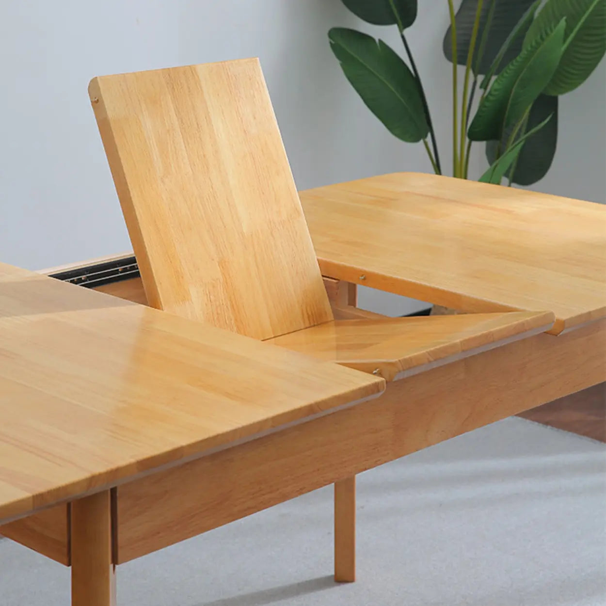 Contemporary Natural Wood Extendable Dining Table