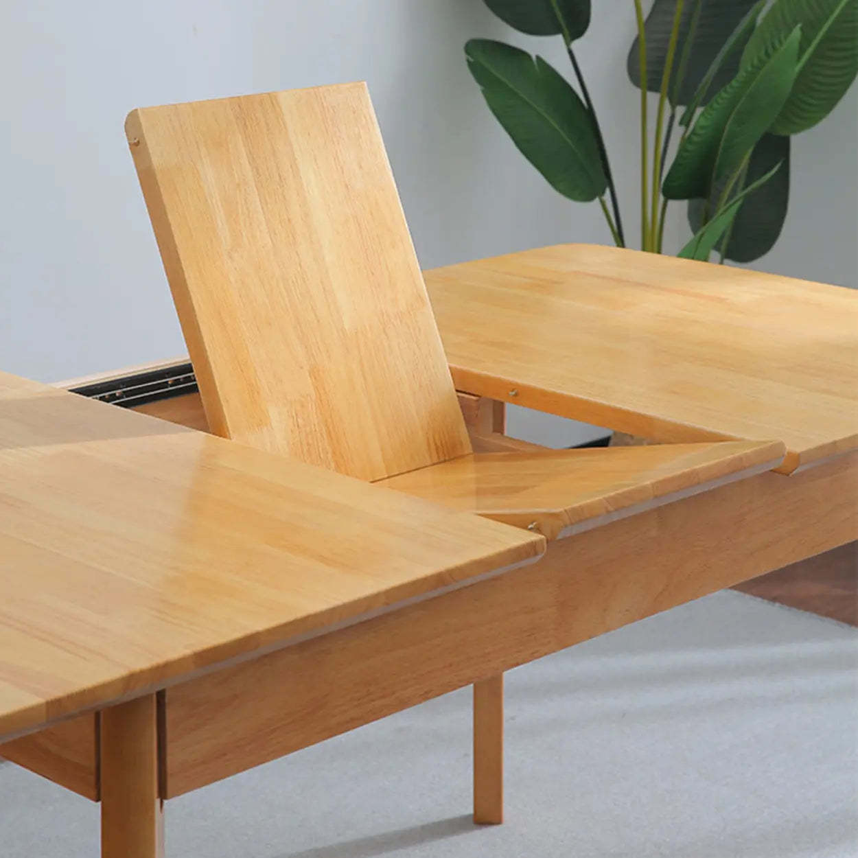 Contemporary Natural Wood Extendable Dining Table