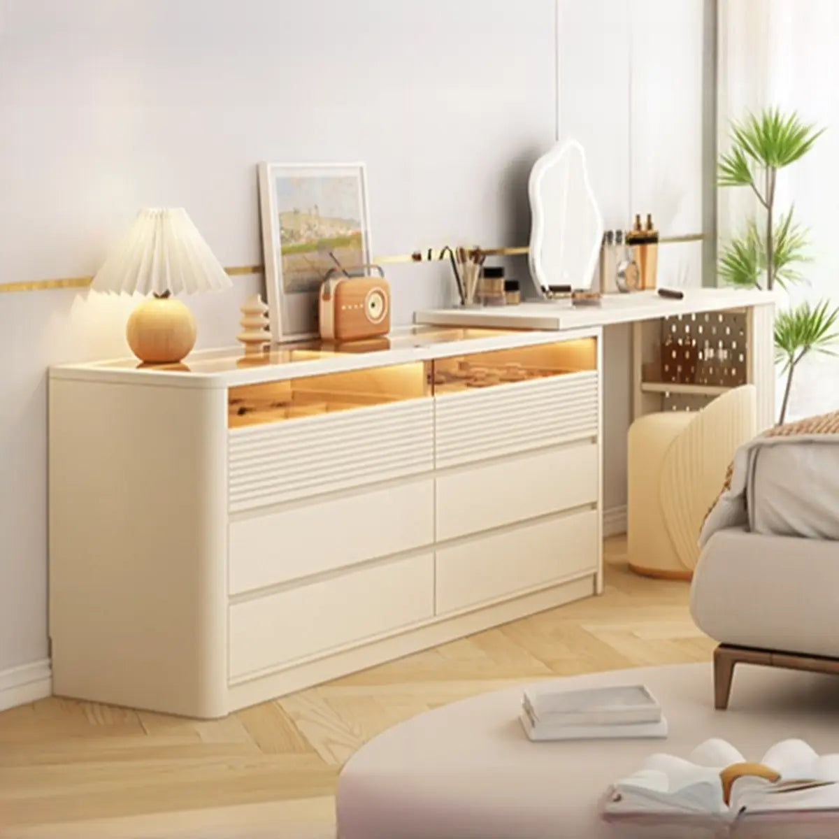 Contemporary Wood White Large Makeup Vanity