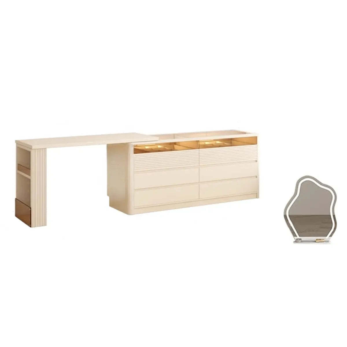 Contemporary Wood White Large Makeup Vanity