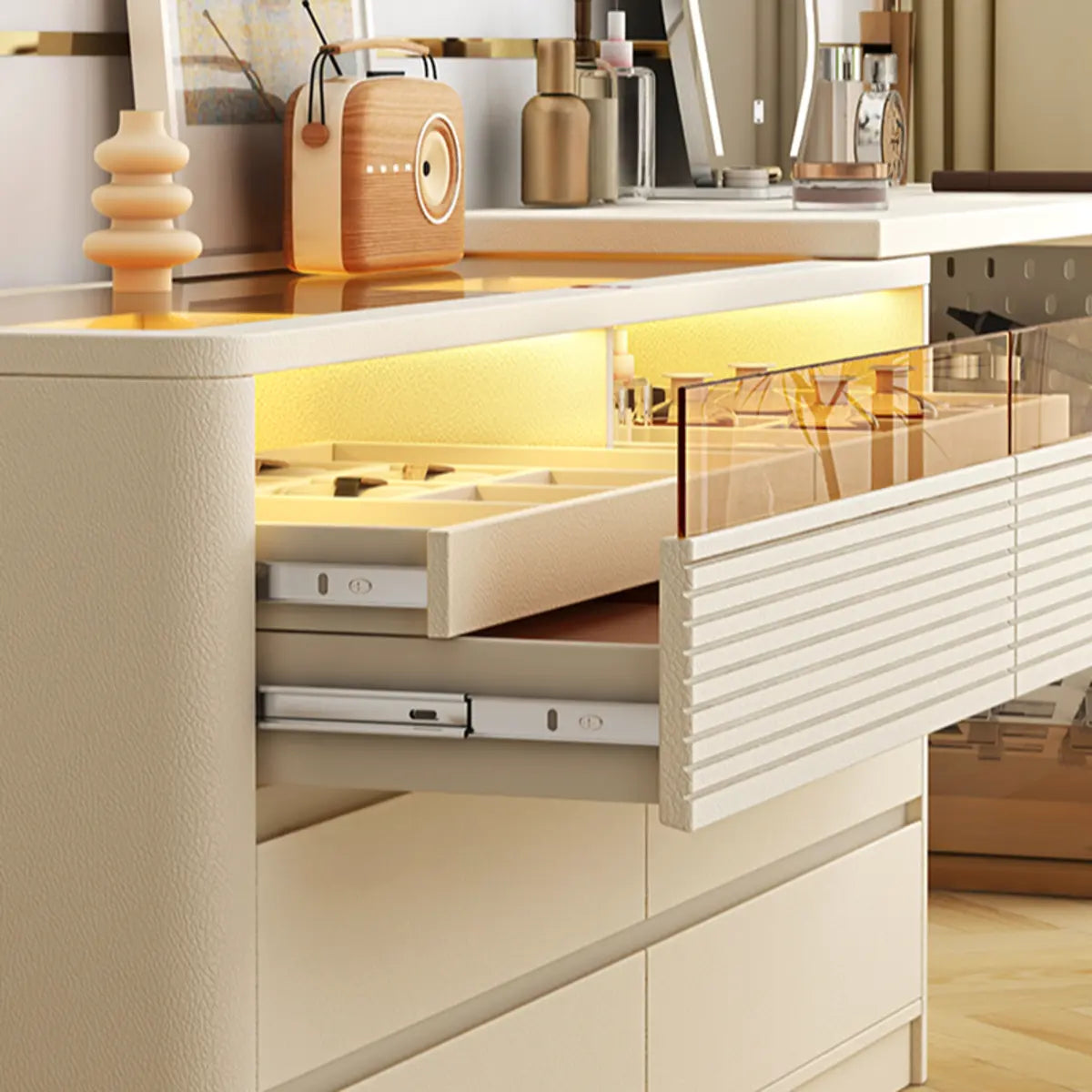 Contemporary Wood White Large Makeup Vanity