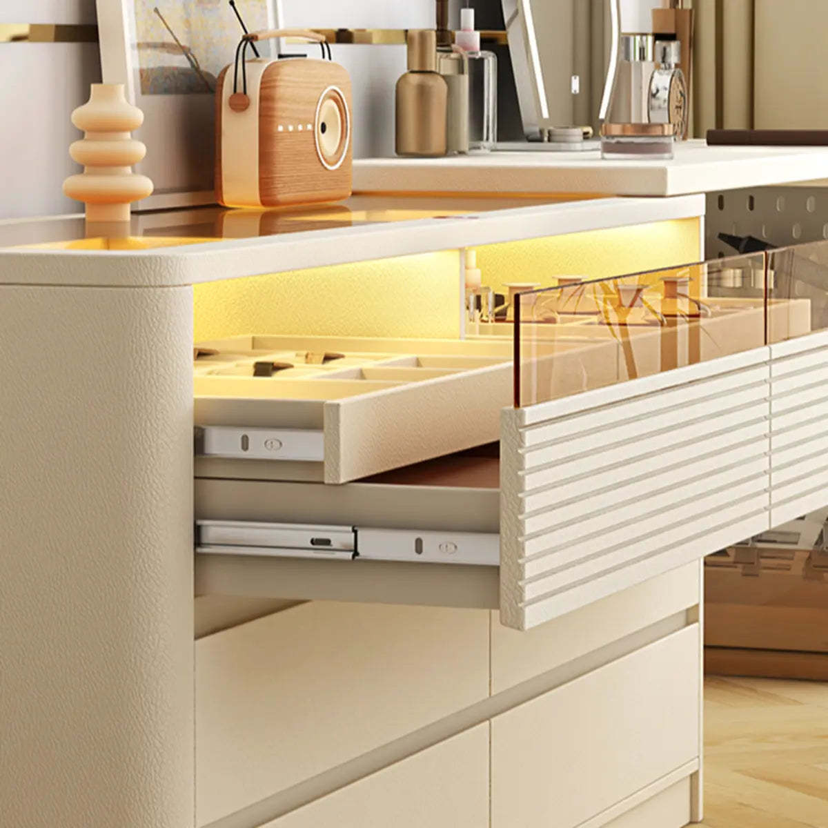 Contemporary Wood White Large Makeup Vanity