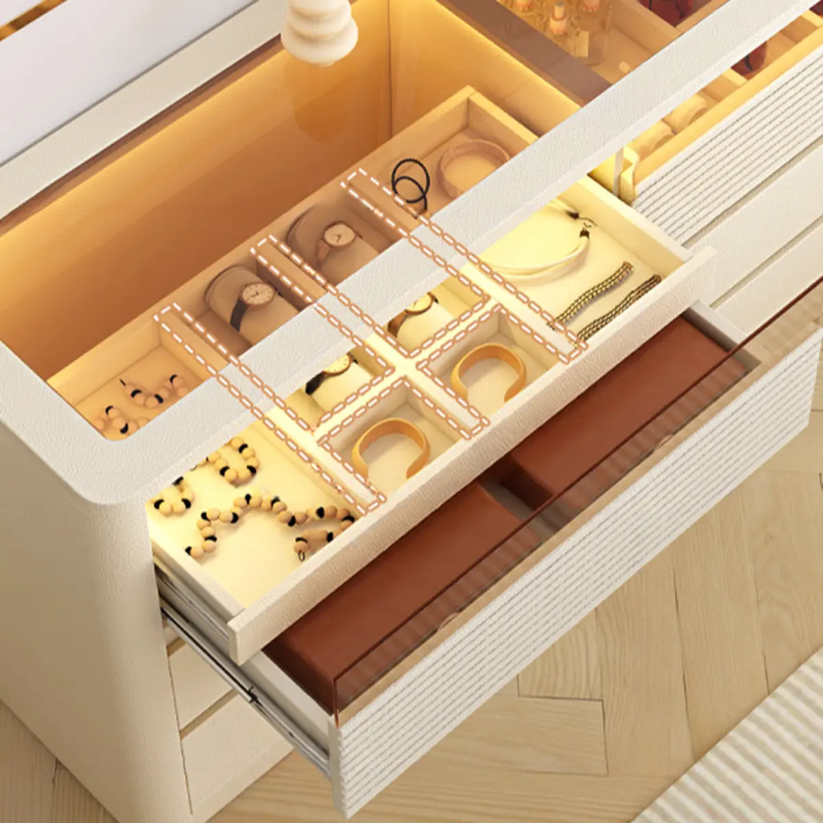 Contemporary Wood White Large Makeup Vanity