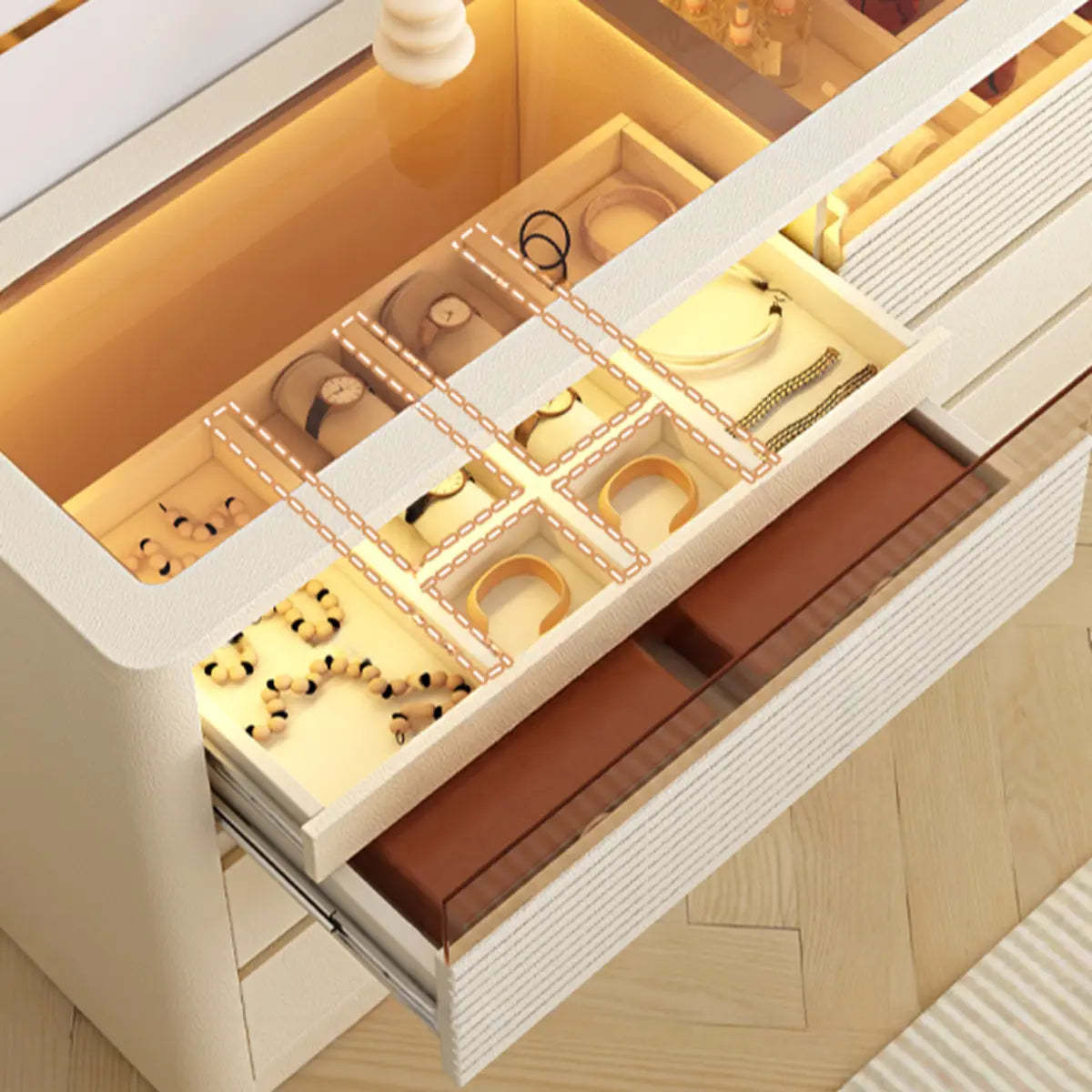 Contemporary Wood White Large Makeup Vanity