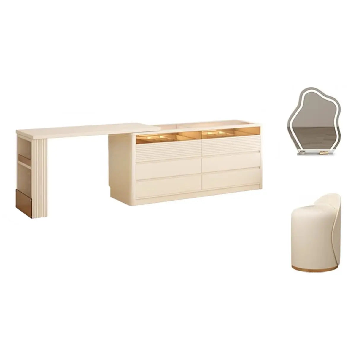 Contemporary Wood White Large Makeup Vanity