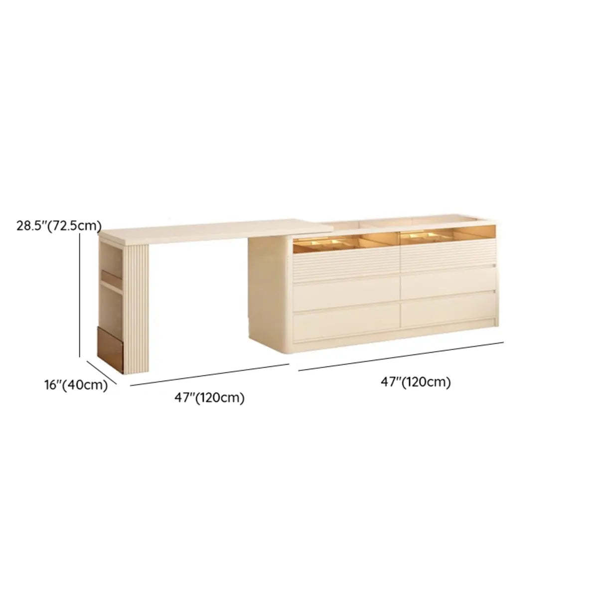 Contemporary Wood White Large Makeup Vanity