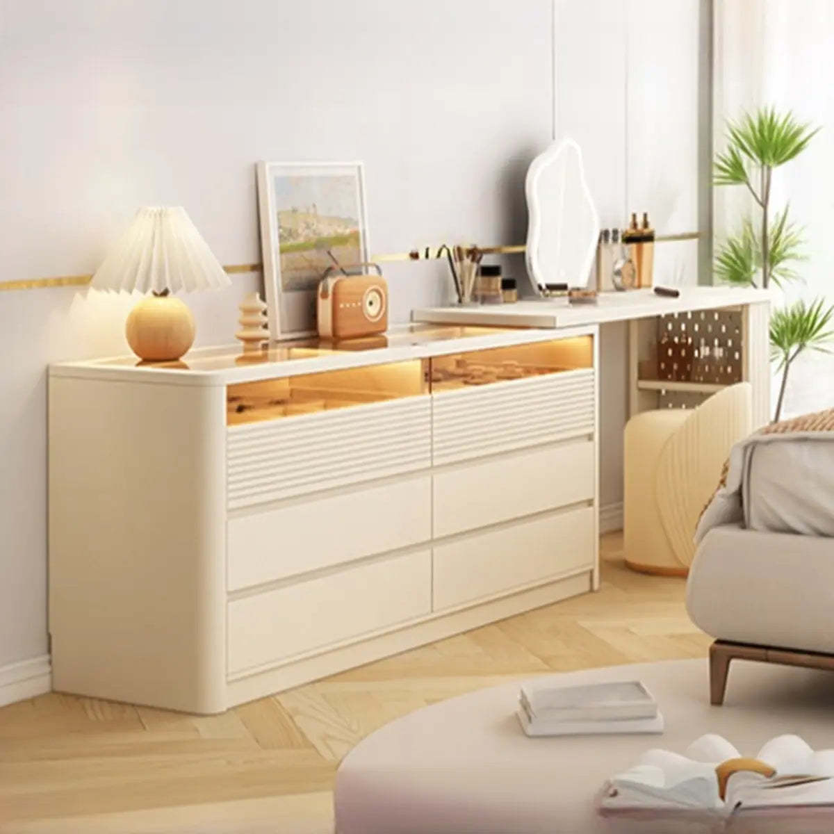 Contemporary Wood White Large Makeup Vanity