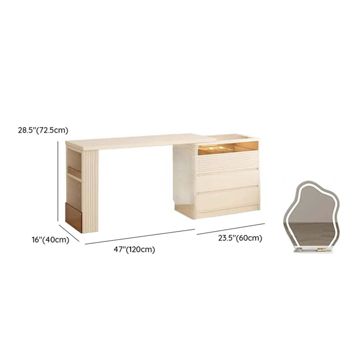 Contemporary Wood White Large Makeup Vanity