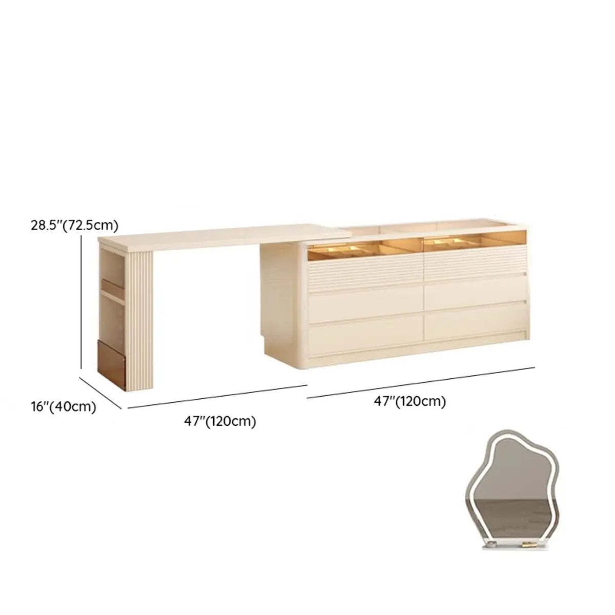 Contemporary Wood White Large Makeup Vanity