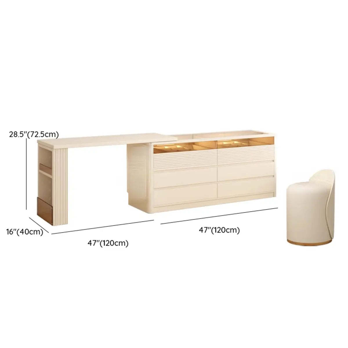 Contemporary Wood White Large Makeup Vanity