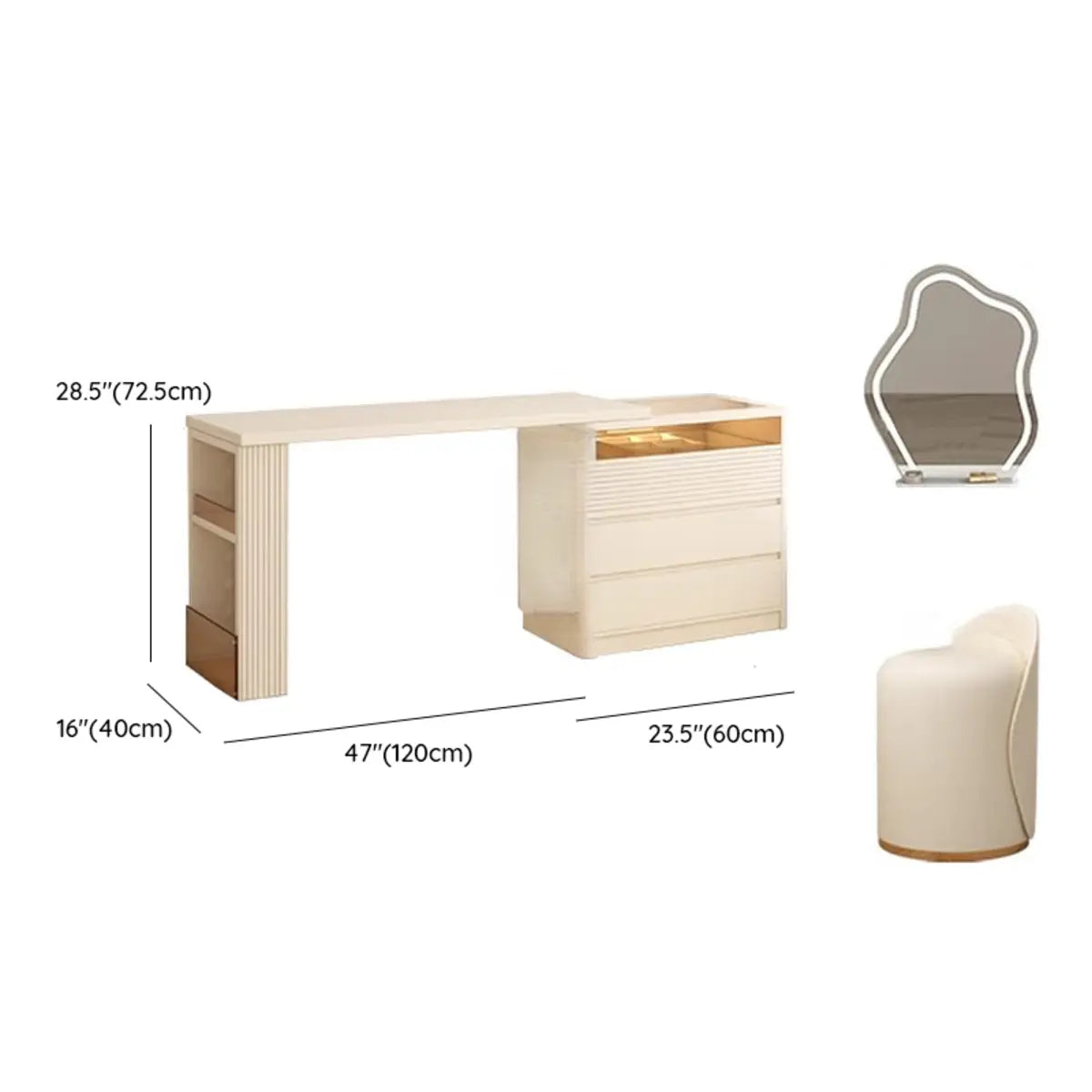 Contemporary Wood White Large Makeup Vanity